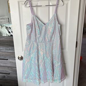 David's Bridal Iridescent Sequin Party Dress